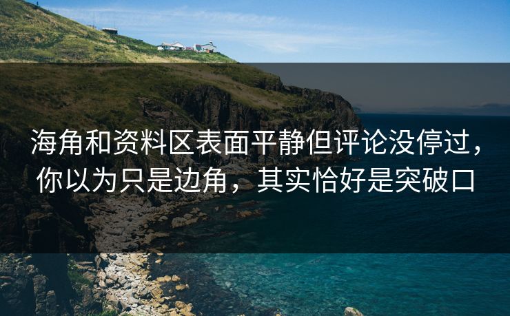 海角和资料区表面平静但评论没停过，你以为只是边角，其实恰好是突破口