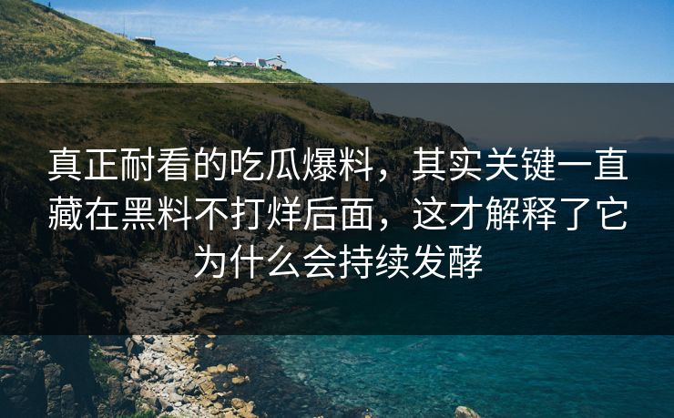 真正耐看的吃瓜爆料，其实关键一直藏在黑料不打烊后面，这才解释了它为什么会持续发酵