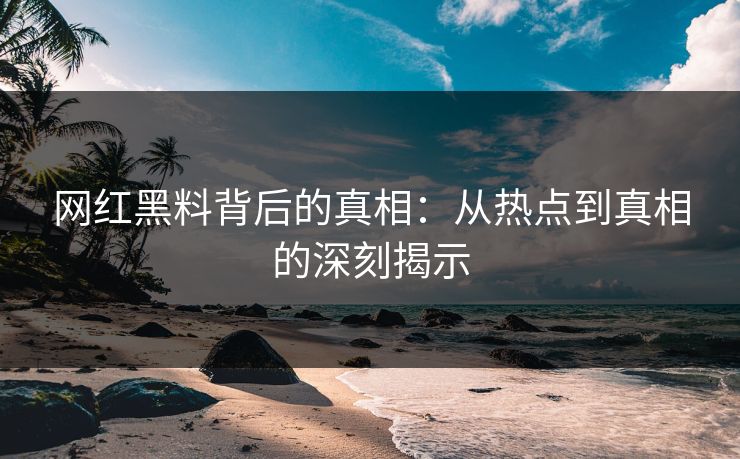 网红黑料背后的真相：从热点到真相的深刻揭示
